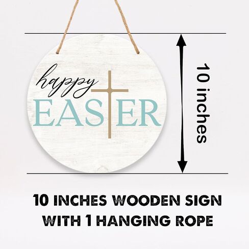 Happy Easter Sign - Minimalism Round Sign For Front Door, Porch, Farmhouse Rustic Church Home & Office Decorations, Easter Party Favors And Supplies - A04 in Saudi Arabia
