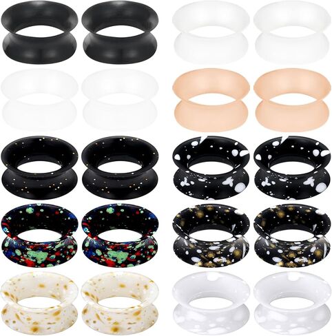 Ears Gauges Tunnels Plugs for Women Silicone Mixed Colors Ear Gauge Stretching Kit 10G to 25/32 Inch (2.5MM- 20MM) Expander Stretcher Plug Earrings for Piercing Jewelry for Women Men in Kuwait