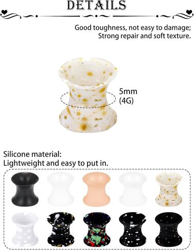 Ears Gauges Tunnels Plugs for Women Silicone Mixed Colors Ear Gauge Stretching Kit 10G to 25/32 Inch (2.5MM- 20MM) Expander Stretcher Plug Earrings for Piercing Jewelry for Women Men in Saudi Arabia