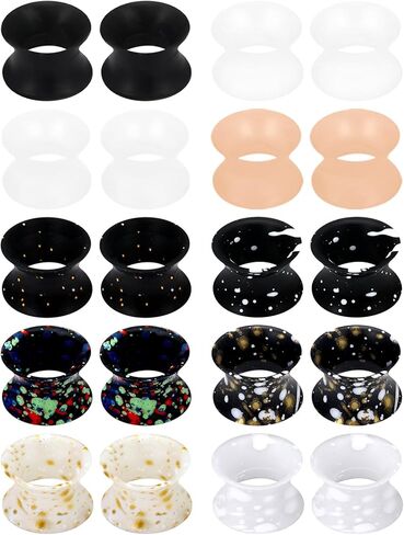 Ears Gauges Tunnels Plugs for Women Silicone Mixed Colors Ear Gauge Stretching Kit 10G to 25/32 Inch (2.5MM- 20MM) Expander Stretcher Plug Earrings for Piercing Jewelry for Women Men in Saudi Arabia
