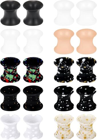 Ears Gauges Tunnels Plugs for Women Silicone Mixed Colors Ear Gauge Stretching Kit 10G to 25/32 Inch (2.5MM- 20MM) Expander Stretcher Plug Earrings for Piercing Jewelry for Women Men in Saudi Arabia