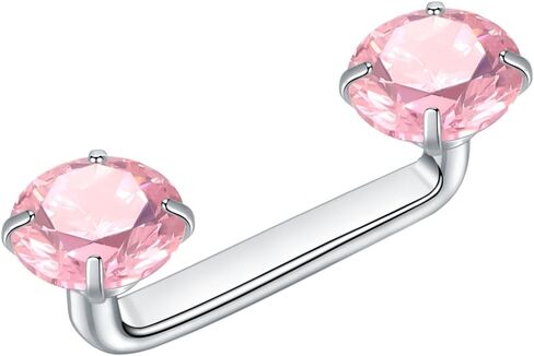 Xpircn 14G Titanium Surface Piercing Jewelry Flat Bar CZ Staple Barbell Internally Threaded Surface Tragus Staple Bar Piercing Jewelry 10/12/14mm in Kuwait