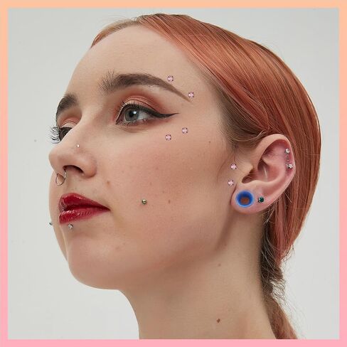 Xpircn 14G Titanium Surface Piercing Jewelry Flat Bar CZ Staple Barbell Internally Threaded Surface Tragus Staple Bar Piercing Jewelry 10/12/14mm in Kuwait