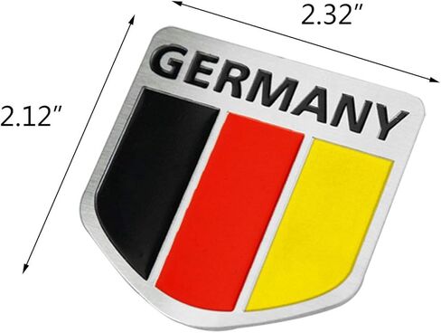 x xotic tech 1pc Germany Flag Colored Chrome Emblem Badge Sticker for Front Grille Hood Compatible with BMW or Mercedes-Benz (2" x 2" x 0.05") in Saudi Arabia