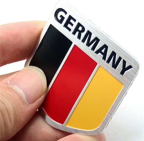 x xotic tech 1pc Germany Flag Colored Chrome Emblem Badge Sticker for Front Grille Hood Compatible with BMW or Mercedes-Benz (2" x 2" x 0.05") in Saudi Arabia
