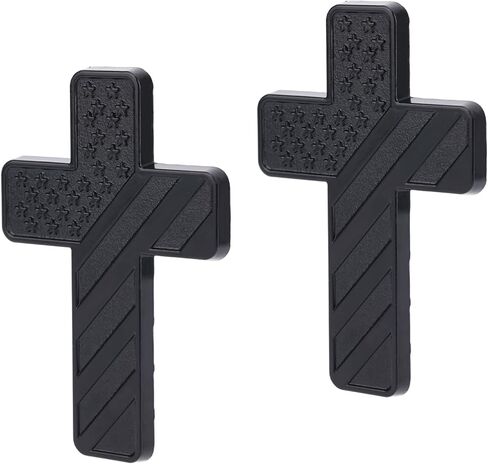 2pcs Christian Cross Car Emblem, Patriotic USA Flag Alloy Jesus Christ Deacl Religious Cross Sticker with Double-Sided Tapes for Truck Window Door Home Decor Accessories (Silver) in Kuwait