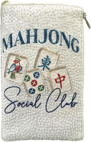 Bamboo Trading Mahjong Club Bag, 7.5-Inch, Multicolor | Compact, Artisan, Adjustable Strap, Zip Pocket in Saudi Arabia