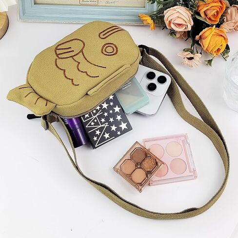 Mini Crossbody Bag, Canvas Small Crossbody Bag for Women, Fish-shaped Small Crossbody Bags Cute Mini Crossbody Bags in Saudi Arabia