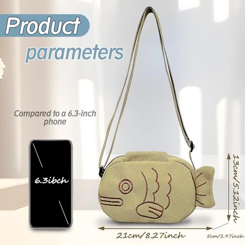 Mini Crossbody Bag, Canvas Small Crossbody Bag for Women, Fish-shaped Small Crossbody Bags Cute Mini Crossbody Bags in Saudi Arabia