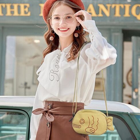 Mini Crossbody Bag, Canvas Small Crossbody Bag for Women, Fish-shaped Small Crossbody Bags Cute Mini Crossbody Bags in Saudi Arabia