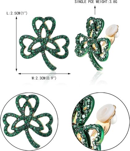 EVER FAITH St. Patrick's Day Lucky Three Leaf Clover Stud Earring, Heart-Shaped Crystal Green Celtic Knot Earring Irish Holiday Jewelry Gift for Women in Saudi Arabia