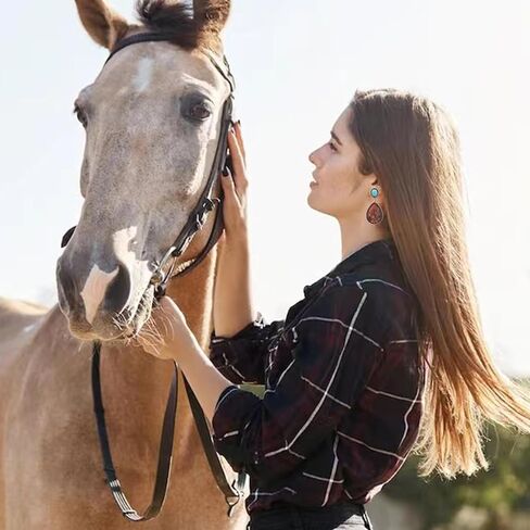 الأقراط الغربية البلد ملابس الحفلة للنساء البيضاوي الفضة الفيروز الأقراط الزي الغربي للنساء اللباس رعاة البقر شيك روديو ملابس قمصان اللباس الملحقات البلد الحفل الزي مجوهرات هدايا in Kuwait