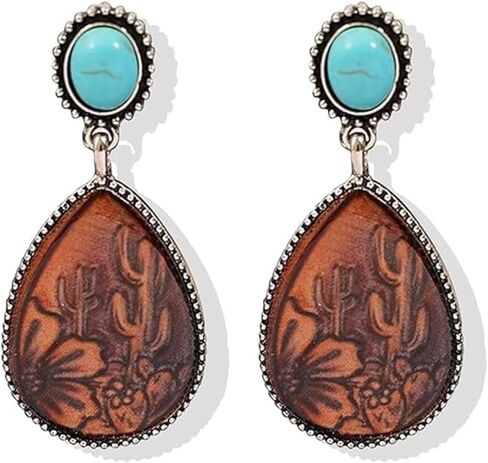 Western Earrings Country Concert Outfits for Women Oval Silver Turquoise Earrings Western Outfit for Women Dress Cowboy Chic Rodeo Outfits Shirts Dress Accessories Country Concert Outfit Jewelry Gifts in Kuwait