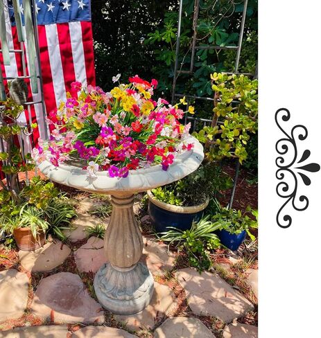 6Bundles Artificial Flowers for Outdoor,No Fade Fake Plastic Flowers Faux Plants for Decoration Hanging Planters Indoor Outside Garden Porch Window Box Home Wedding Farmhouse (6) in Kuwait