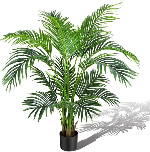 KOL 6ft 2-pack نبات نخيل الأريكا الاصطناعي في وعاء، شجرة حرير النخيل الاستوائية المزيفة في الأماكن المغلقة في الهواء الطلق، نباتات Dypsis Lutescens، 70in نابض بالحياة نبات الحرير الصناعي ديكور حديقة المنزل، هدية الترحيب بالمنزل الجديد in Kuwait