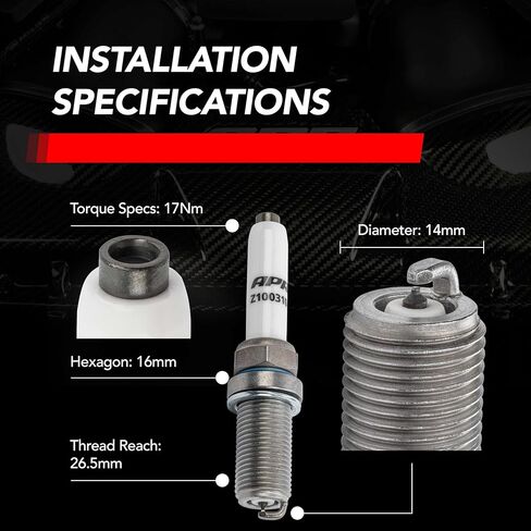 APR Iridium Pro Spark Plug Z1003100 - لنماذج محركات مختارة من مجموعة VW Group MQB وMLB (فولكس فاجن وأودي وبورش) - 14 × 26.5 × 16 مم - نطاق الحرارة 9 - ترقية الأداء - يستبدل أجزاء مخزون OEM - عبوة واحدة in Kuwait