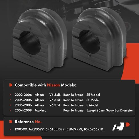A-Premium 2 x Rear To Frame Sway Bar Bushing Kit, Compatible with Nissan Altima 2002-2006, Maxima 2004-2008 in Saudi Arabia