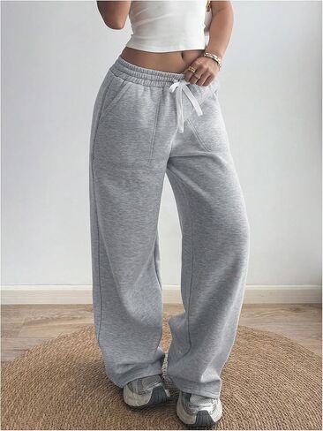SOLY HUX Women's Sweatpants Elastic Waist Tie Front Casual Baggy Pants with Pocket in Saudi Arabia