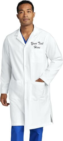 Tee Miracle Custom Embroidered Mens Medical Laboratory Coats - Add Your Name or Text - Long Sleeve 3-Pocket Long Lab Coats in Kuwait