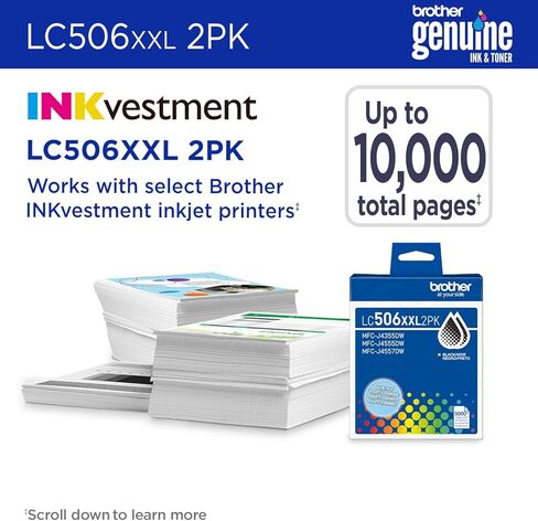 Brother Genuine LC506XXL2PK Twin Pack Super High Yield Black Ink Cartridges (for use INKvestment 4355, 4555, and 4557 Printers) in Saudi Arabia
