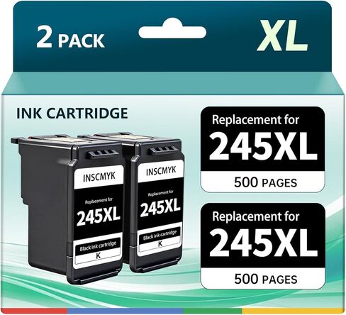 245XL Ink Cartridge Replacement for Canon 245XL Black Ink Cartridge PG-245 XL Black for Canon MX490 MX492 MG2520 MG2522 TR4522 TR4520 TR4500 TS202 TS3122 TS3320 TS3322 Printer (2 Black) in Kuwait