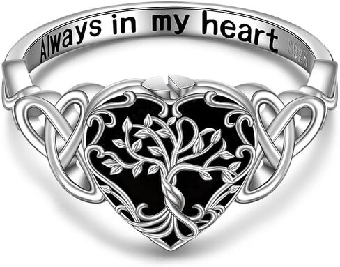 خاتم جرة شجرة الحياة من الفضة الاسترليني للرماد للنساء خاتم مجوهرات تذكارية تصميم ذو معنى للارتداء اليومي أو كهدية in Kuwait