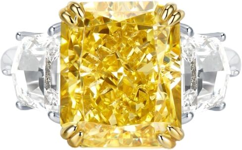 8 Carat 925 Sterling Silver Engagement Rings for Women Crushed Ice Radiant Cut Yellow/Purple Ring Dainty Statement Cocktail Rings for Wife Ladies in Kuwait