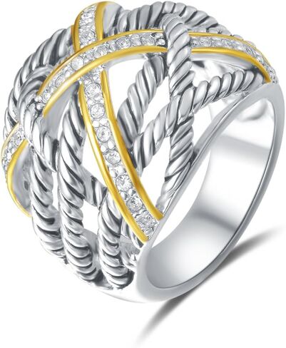UNY Ring Twisted Cable Wire Weave Designer Fashion Brand David Womens Vintage Valentine Love Gifts Rings in Saudi Arabia