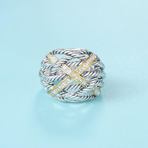 UNY Ring Twisted Cable Wire Weave Designer Fashion Brand David Womens Vintage Valentine Love Gifts Rings in Saudi Arabia