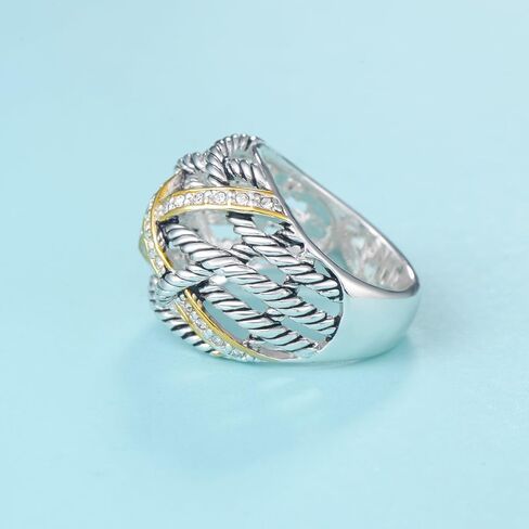 UNY Ring Twisted Cable Wire Weave Designer Fashion Brand David Womens Vintage Valentine Love Gifts Rings in Saudi Arabia