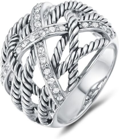 UNY Ring Twisted Cable Wire Weave Designer Fashion Brand David Womens Vintage Valentine Love Gifts Rings in Saudi Arabia