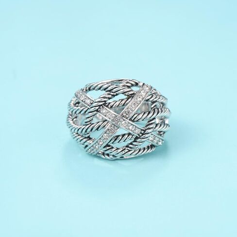 UNY Ring Twisted Cable Wire Weave Designer Fashion Brand David Womens Vintage Valentine Love Gifts Rings in Saudi Arabia