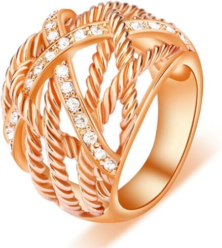 UNY Ring Twisted Cable Wire Weave Designer Fashion Brand David Womens Vintage Valentine Love Gifts Rings in Saudi Arabia