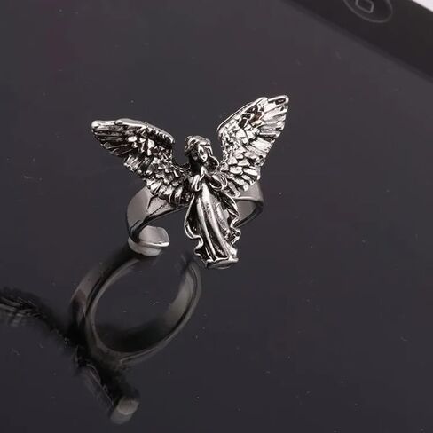 Ancient Silver Plated Angle Ring Retro Ring for Men Women Finger Rings Adjustable Open Jewelry Lovers Friends Gifts in Saudi Arabia