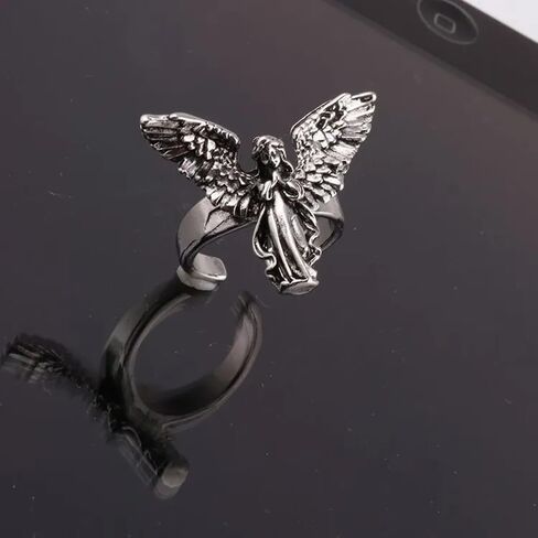 Ancient Silver Plated Angle Ring Retro Ring for Men Women Finger Rings Adjustable Open Jewelry Lovers Friends Gifts in Saudi Arabia