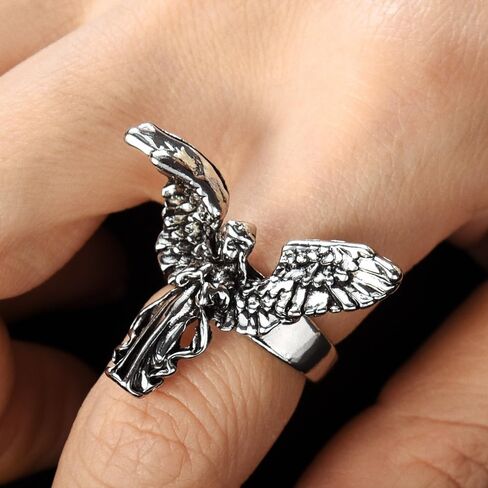 Ancient Silver Plated Angle Ring Retro Ring for Men Women Finger Rings Adjustable Open Jewelry Lovers Friends Gifts in Saudi Arabia