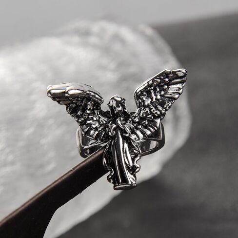 Ancient Silver Plated Angle Ring Retro Ring for Men Women Finger Rings Adjustable Open Jewelry Lovers Friends Gifts in Saudi Arabia