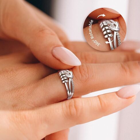 BEILIN Anxiety Ring for Women Sterling Silver Just Breathe Fidget Rings Rotating Beads Stress Relief Jewelry Heartfelt Gifts for Women in Kuwait