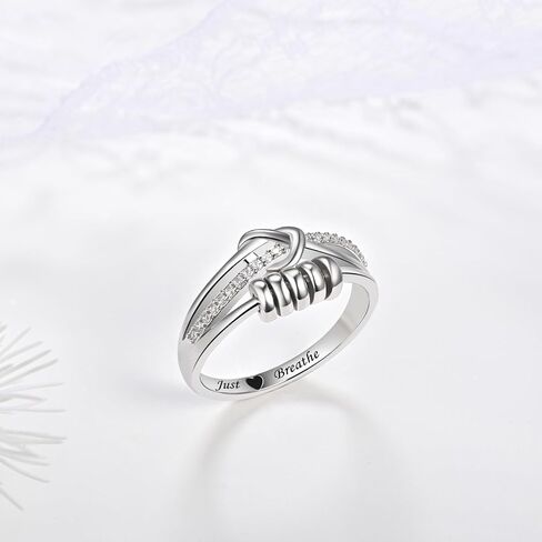 BEILIN Anxiety Ring for Women Sterling Silver Just Breathe Fidget Rings Rotating Beads Stress Relief Jewelry Heartfelt Gifts for Women in Kuwait