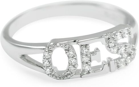 OES (Order of the Eastern Star) Freemasonry Sterling Silver Ring with CZs/OES Jewelry and Accessories in Kuwait