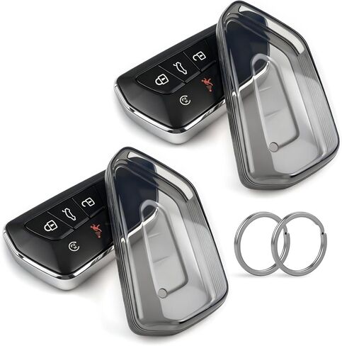 غطاء شفاف لمفتاح TPU، متوافق مع VW Atlas ID.3 ID.4 Golf 8 GTI R Seat Leon MK4 (2020-2026) 3/4/5 أزرار وما إلى ذلك، حافظة مفاتيح ناعمة شفافة (رمادي، قطعتان) in Kuwait