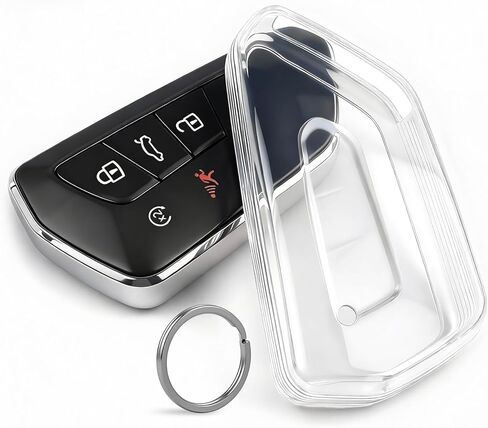 غطاء شفاف لمفتاح TPU، متوافق مع VW Atlas ID.3 ID.4 Golf 8 GTI R Seat Leon MK4 (2020-2026) 3/4/5 أزرار وما إلى ذلك، حافظة مفاتيح ناعمة شفافة (رمادي، قطعتان) in Kuwait