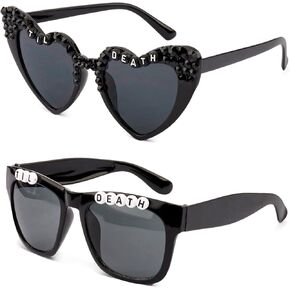 CUBACO Wedding Sunglasses Bride and Groom Sunglasses Till Death Do US Part Decor Just Married Decorations Gothic Wedding Engagement Gifts for Couples Halloween in Kuwait