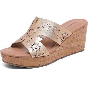 صنادل Luoika النسائية ذات العرض الواسع، صندل صيفي كاجوال بكعب عريض سهل الارتداء بكعب عريض للنساء. in Kuwait