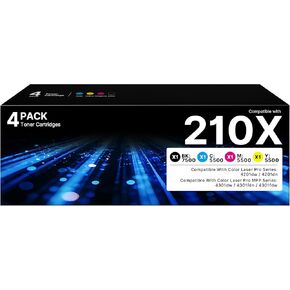 خراطيش حبر 210X مكونة من 4 عبوات (مع شريحة) عالية الإنتاجية لخراطيش حبر HP 210X 210A لطابعات HP Color Laserjet Pro MFP 4301Fdw Toner MFP Pro 4301Fdn 4301dw 4201Dw 4201Dn 4301 4201 Series | W2100X in Kuwait