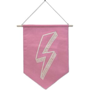 علم راية صاعقة البرق - ديكور حائط وردي، فن معلق لغرفة الفتيات المراهقات، ديكور حضانة وردي، هدية فريدة للبنات وأفضل الأصدقاء. (016) in Kuwait