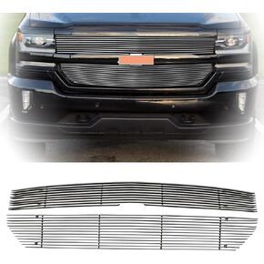 مجموعة إدراج الشبكة الأمامية المصقولة المتوافقة مع 2016-2018 Chevy Silverado 1500 (16 17 18 Silverado 1500) و2019 Silverado 1500 LD من الألومنيوم الرئيسي العلوي للشواية على النمط in Kuwait