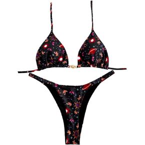 SHENHE Women's Thong Bikini Set Triangle Halter Top Cheeky Swimsuits 2 Piece Bathing Suits in Kuwait