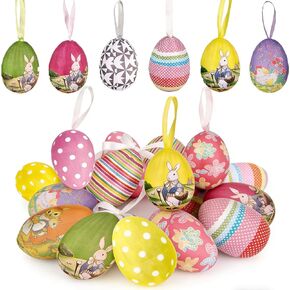 24 قطعة من زخارف بيض عيد الفصح المعلقة، زخارف شجرة عيد الفصح، زينة بيض على الطراز العتيق لشجرة الربيع E Aster الصغيرة ديكورات المنزل والحرف اليدوية in Kuwait