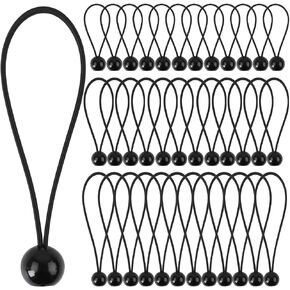 36PCS of 3 Sizes Tarp Bungee Balls Ties, 6, 9, 12 Inch Heavy Duty Canopy Tie Downs, for Camping, Shelter, Tent Poles UV Resistant (Black, 6+9+12 inch) in Kuwait